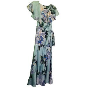Show Me Your Mumu Sz Small Mint To Be Jess Ruffle Midi Dress Blue Floral Popover